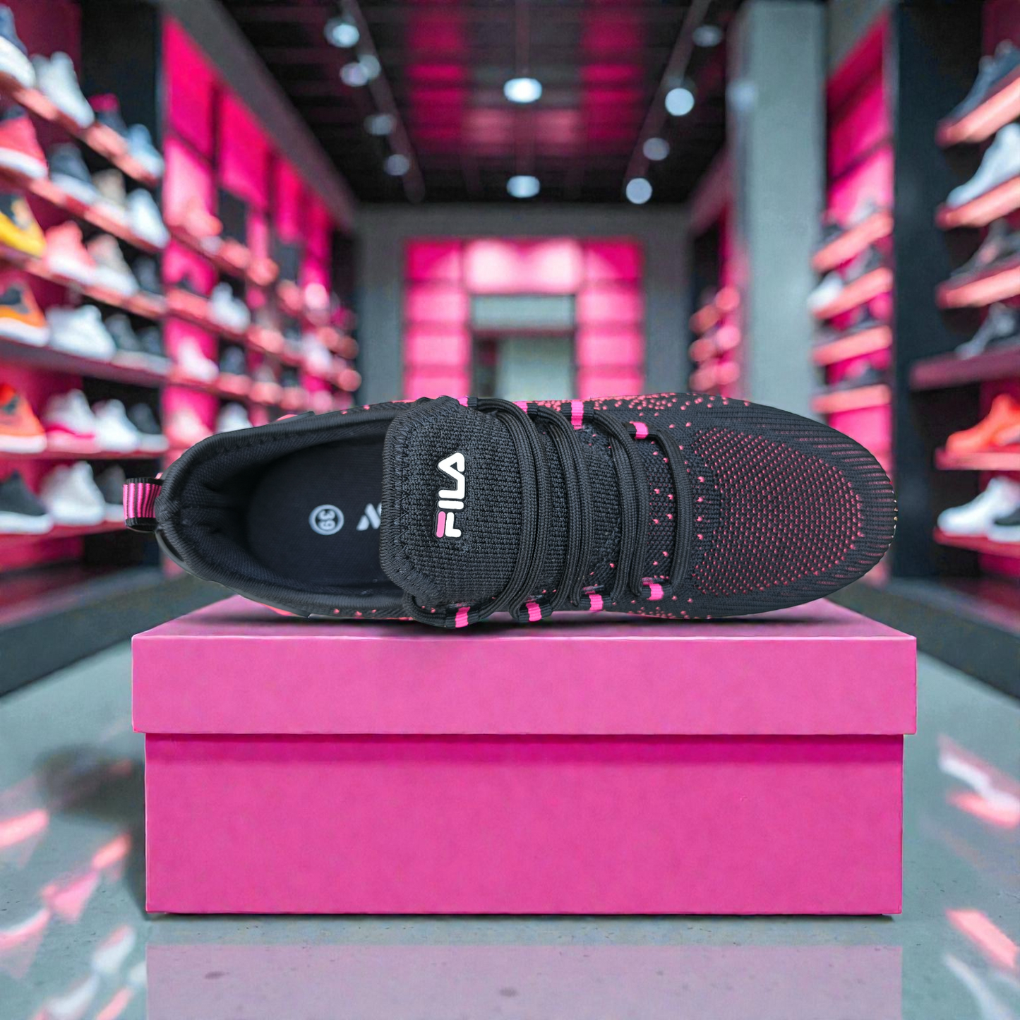 Black Fila Women's Walking Sneakers লেডিস সকাল-বিকাল হাঁটার জুতা