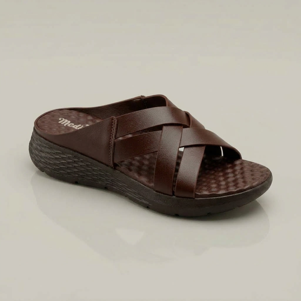 লেডিস হাওয়াই | Cross Chocolate Soft Cushion Lightweight Leather Shoe - 209