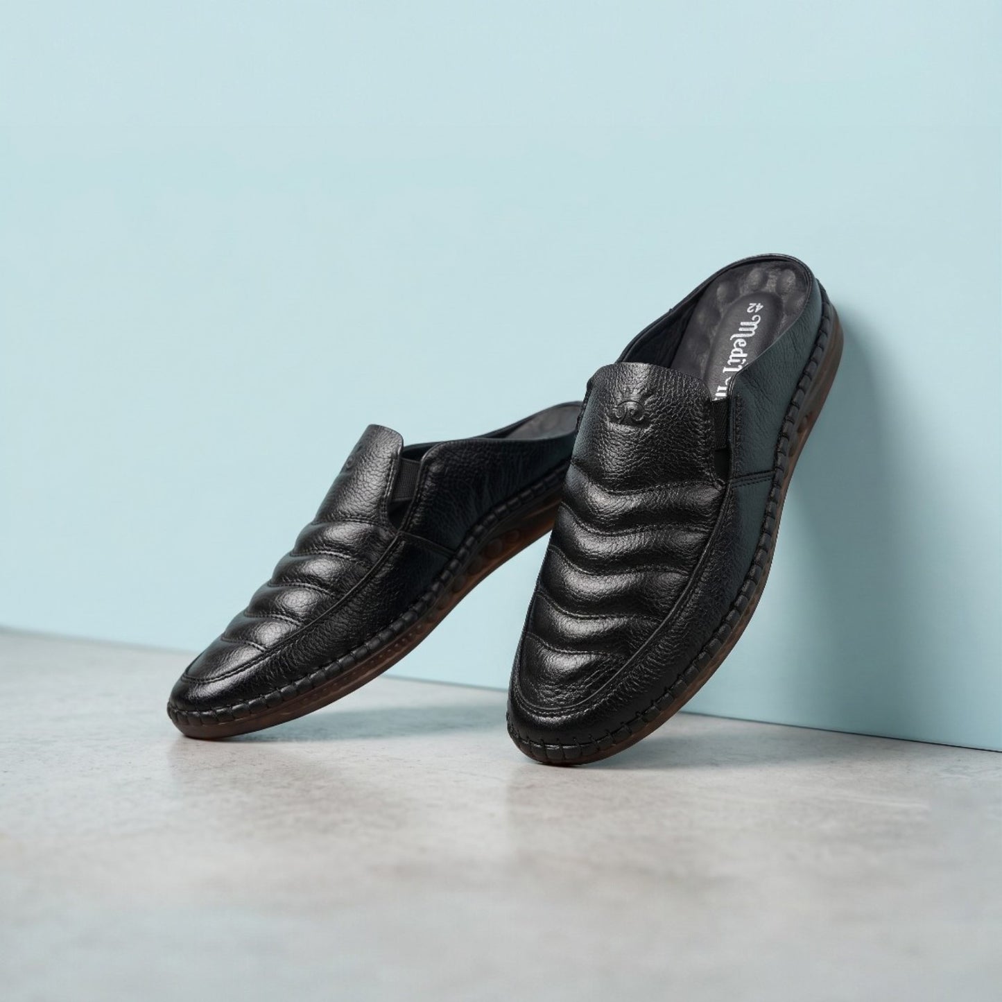 জেলি সোল | Black Comfort Leather Men’s Loafers Shoe– ডক্টর ইনসোল জুতা – 107