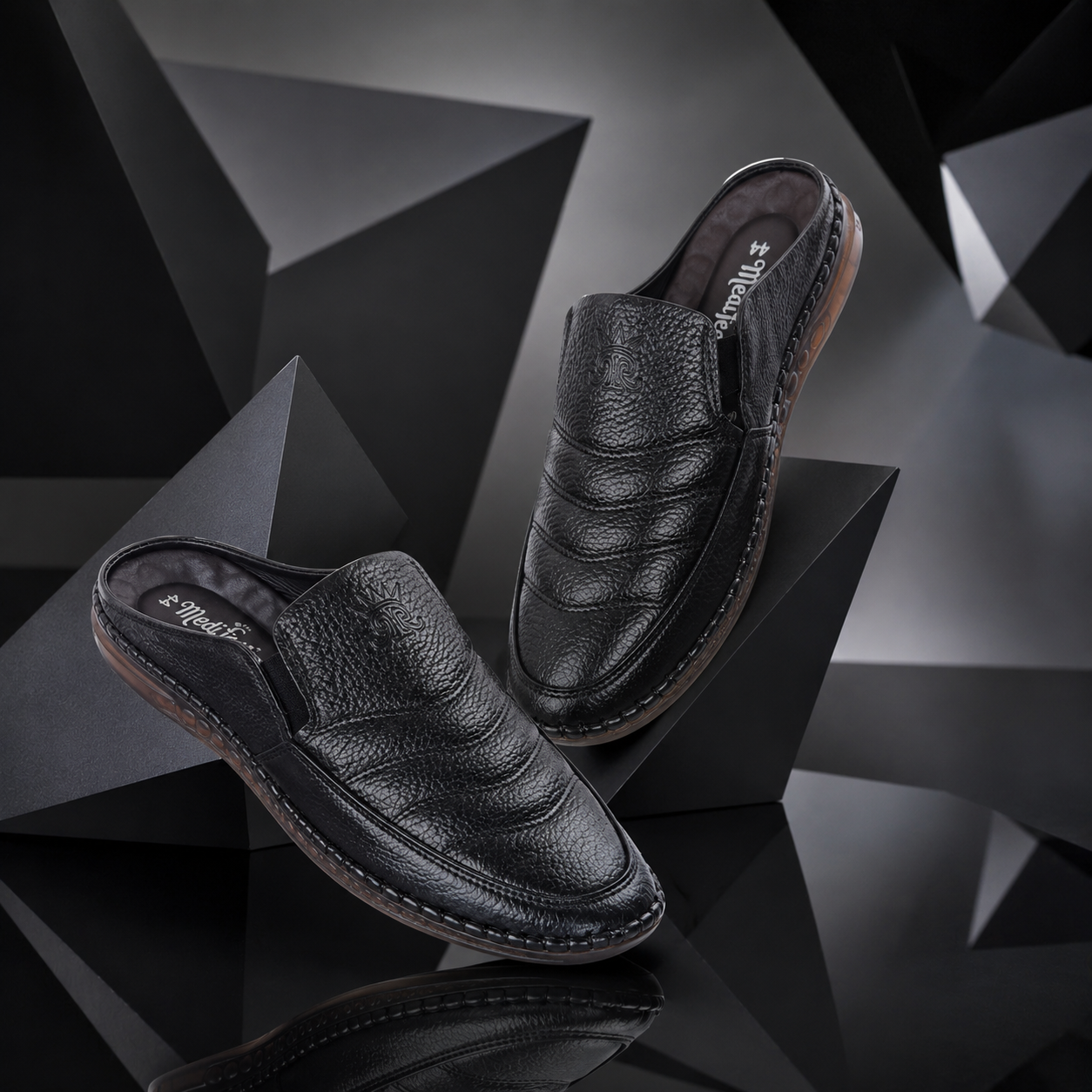 জেলি সোল | Black Comfort Leather Men’s Loafers Shoe– ডক্টর ইনসোল জুতা – 107