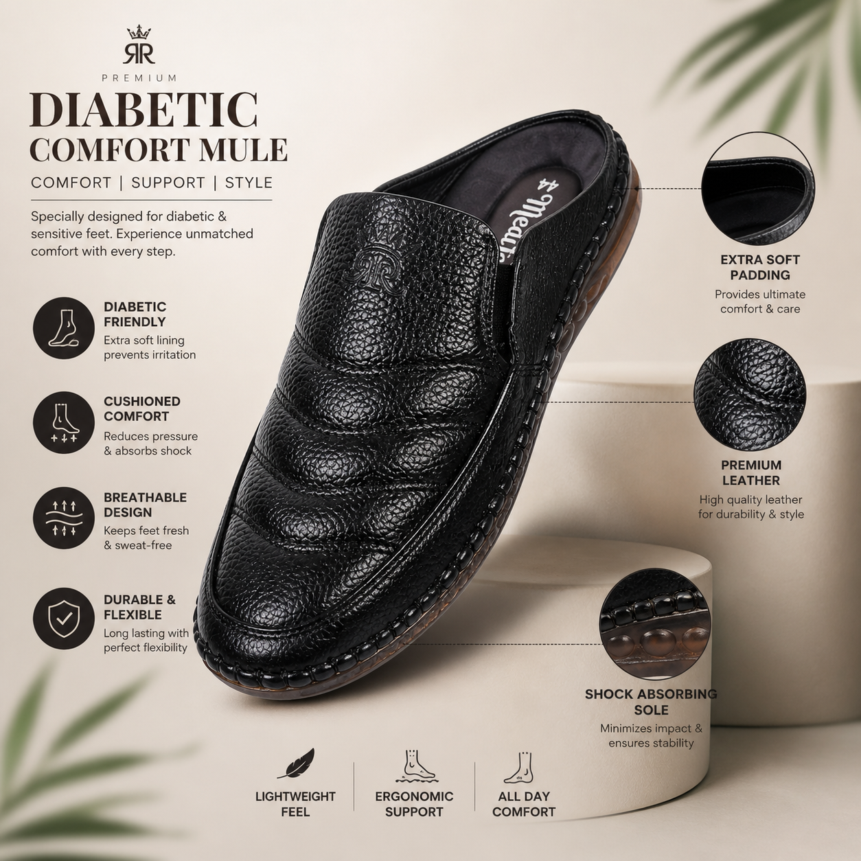 জেলি সোল | Black Comfort Leather Men’s Loafers Shoe– ডক্টর ইনসোল জুতা – 107