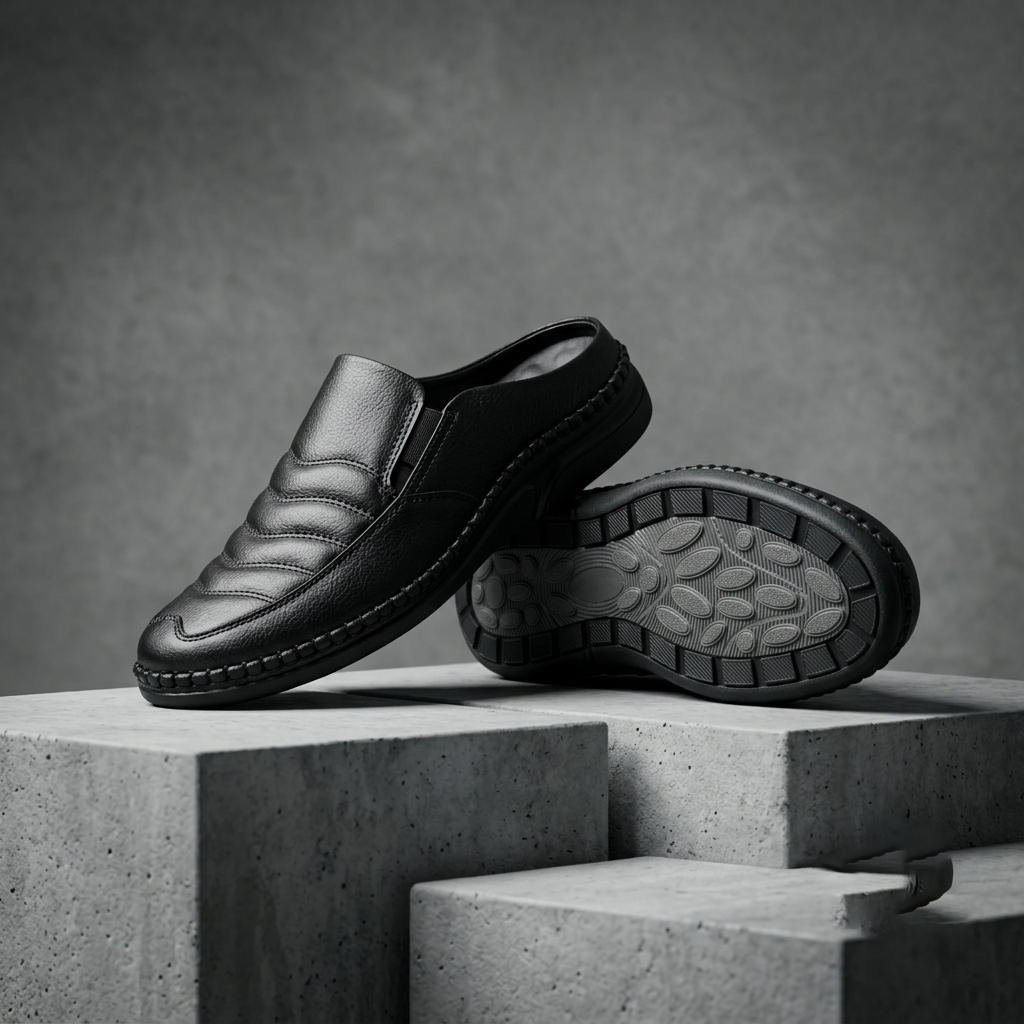 হাওয়াই সোল | Black Leather Men’s Loafers Shoe – 108
