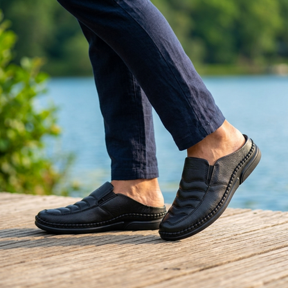 হাওয়াই সোল | Black Leather Men’s Loafers Shoe – 108