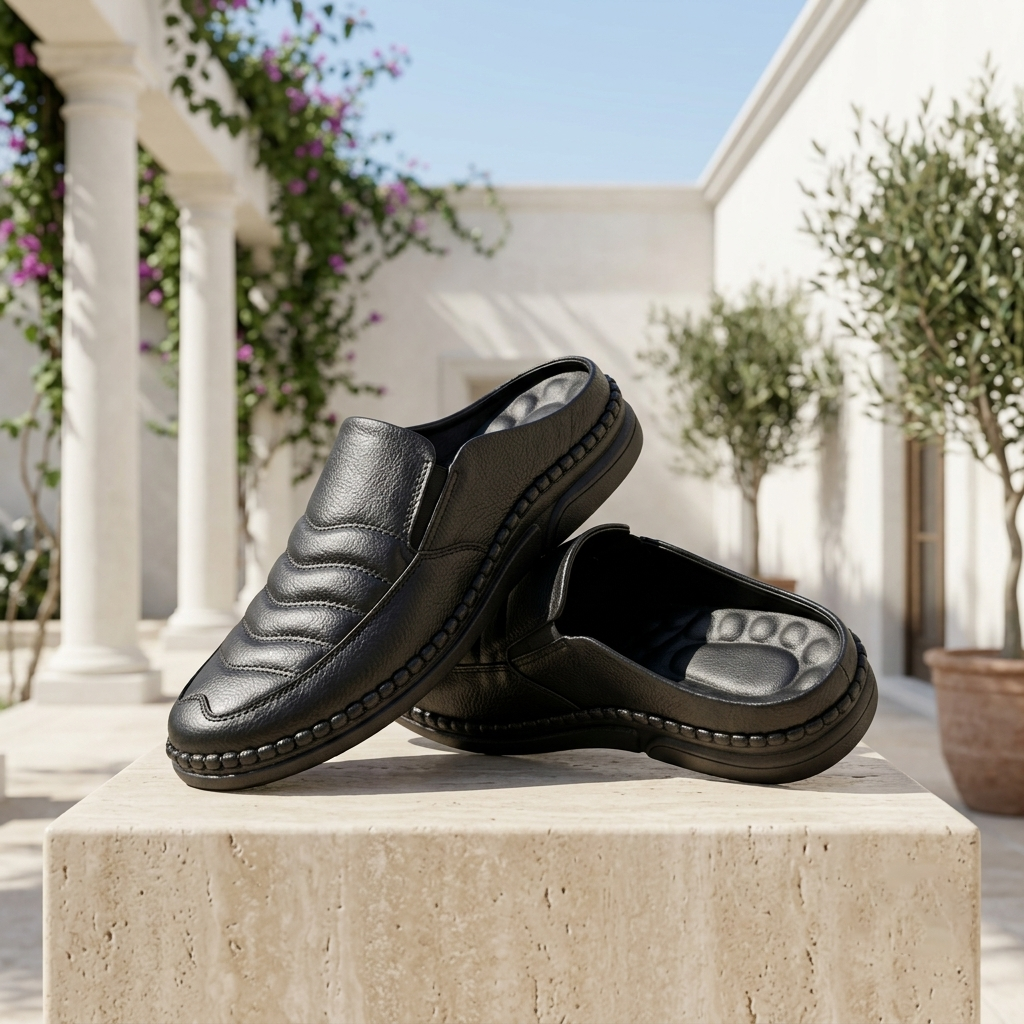 হাওয়াই সোল | Black Leather Men’s Loafers Shoe – 108