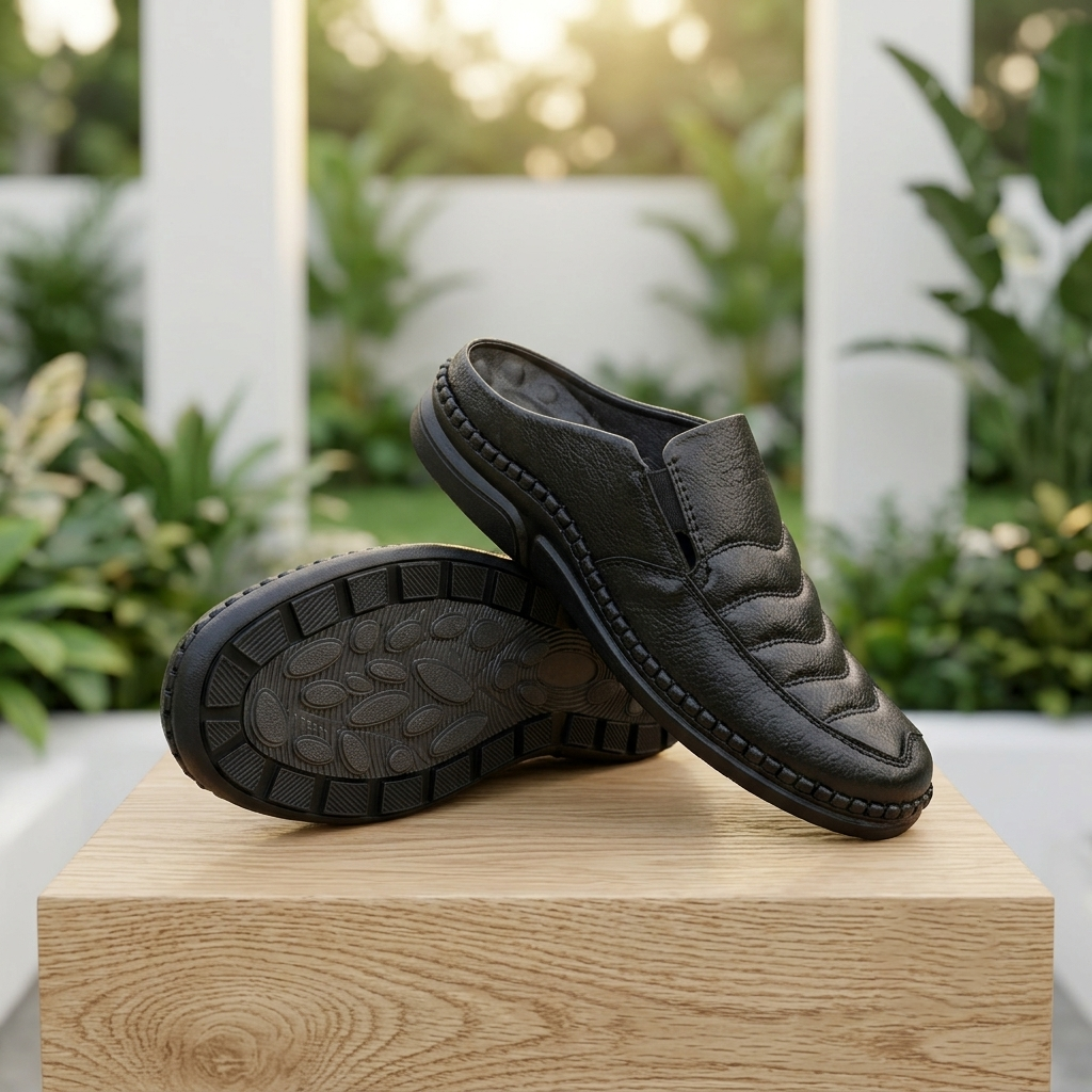 হাওয়াই সোল | Black Leather Men’s Loafers Shoe – 108