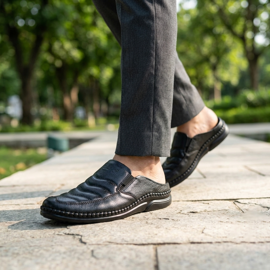 হাওয়াই সোল | Black Leather Men’s Loafers Shoe – 108