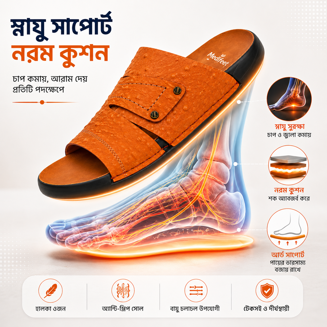 Diabetic Care Leather Shoe | ডায়াবেটিক কেয়ার জুতা-116