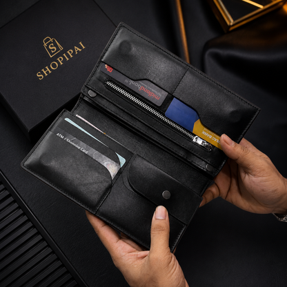 Black Diabetic Care Long Wallet | কার্ড, ক্যাশ ও ডকুমেন্ট অর্গানাইজার
