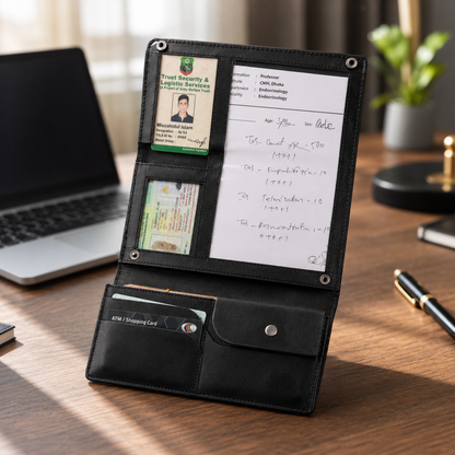 Black Diabetic Care Long Wallet | কার্ড, ক্যাশ ও ডকুমেন্ট অর্গানাইজার