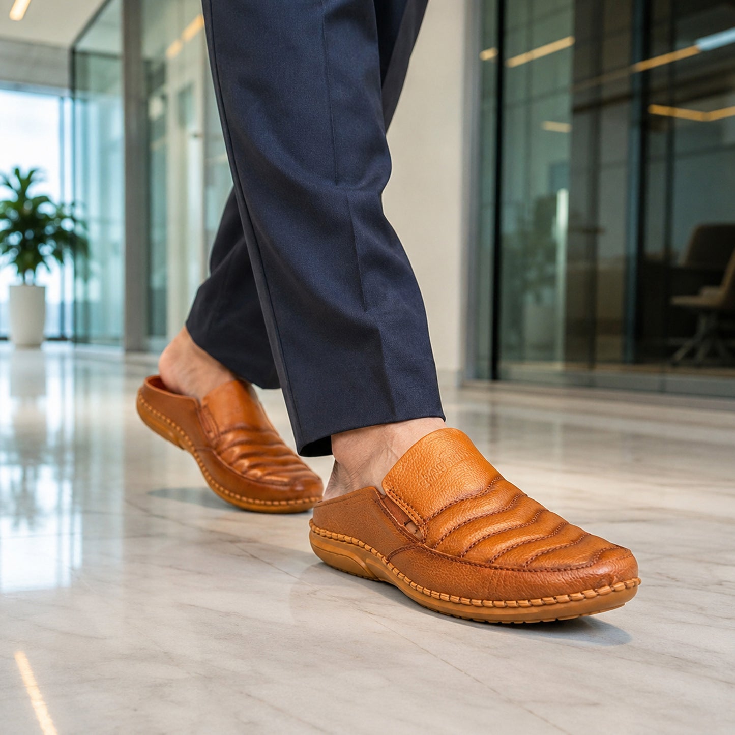 হাওয়াই সোল | Brown Leather Men’s Loafers Shoe – 108