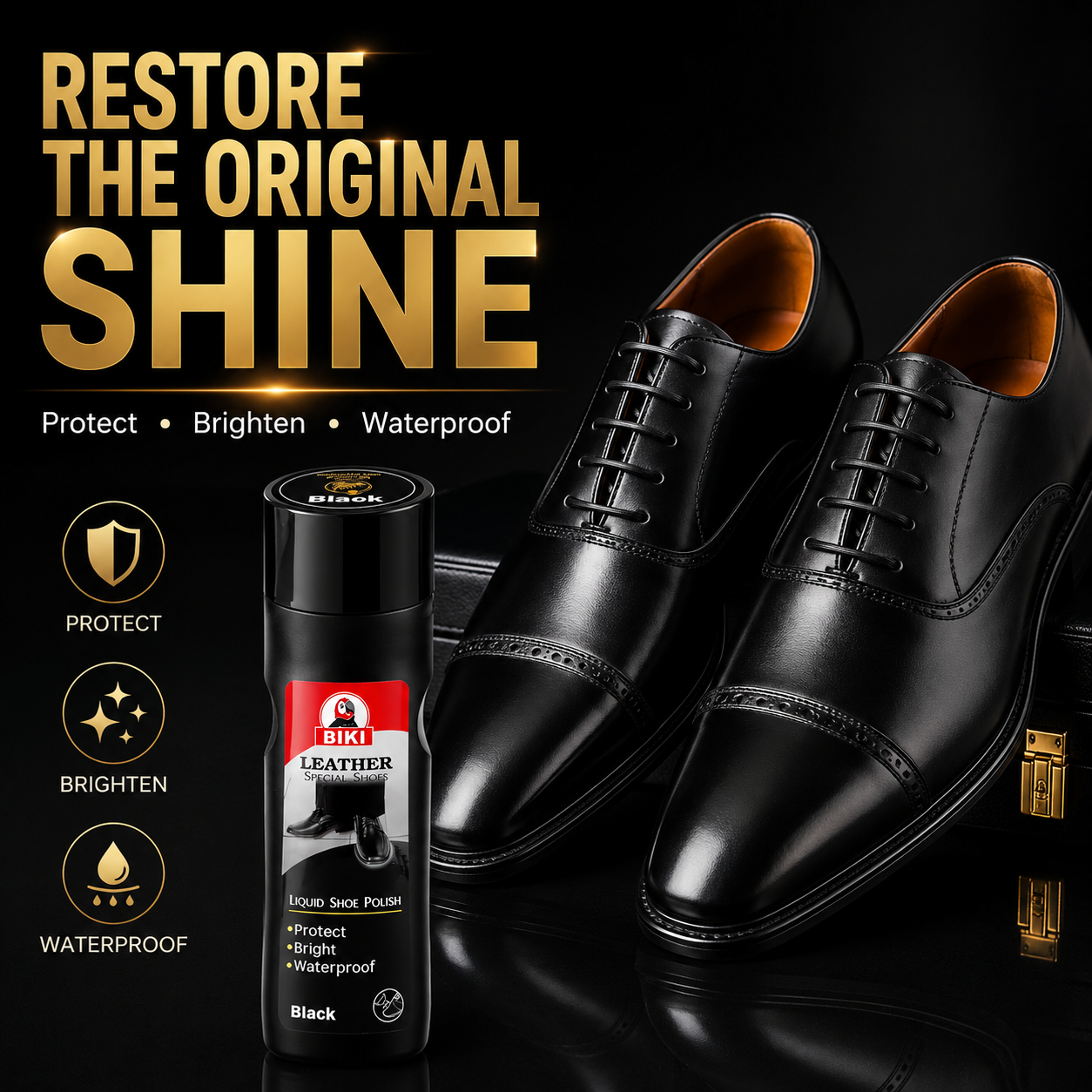 BIKI BLACK Leather Liquid Shoe Polish 75ml –