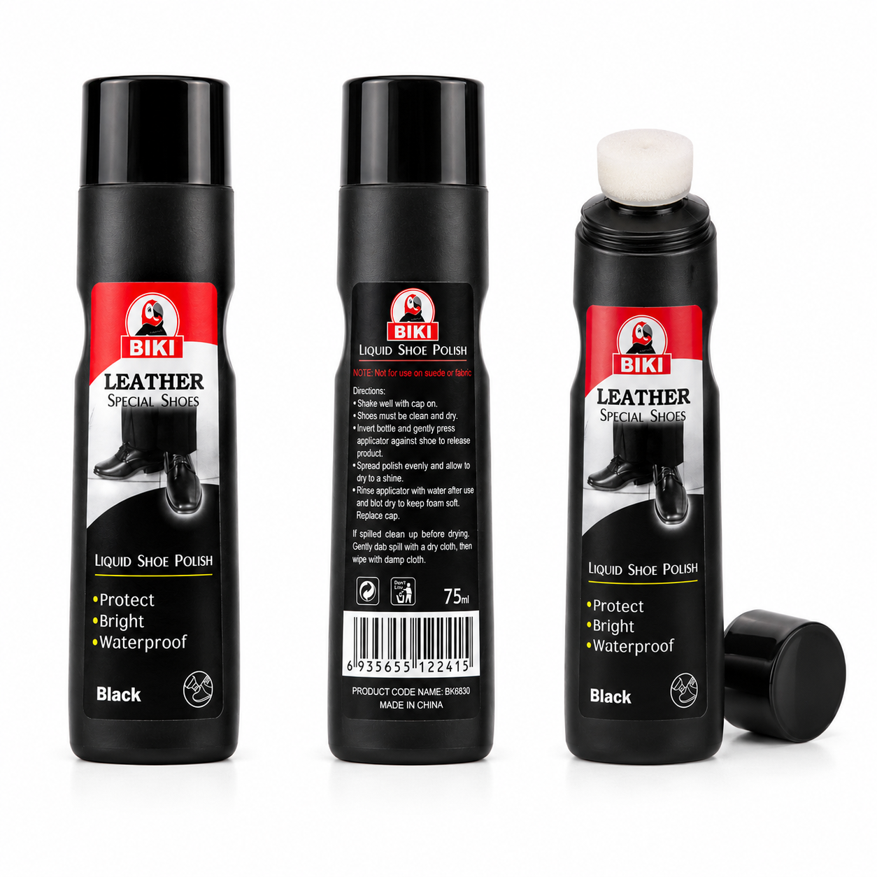 BIKI BLACK Leather Liquid Shoe Polish 75ml –