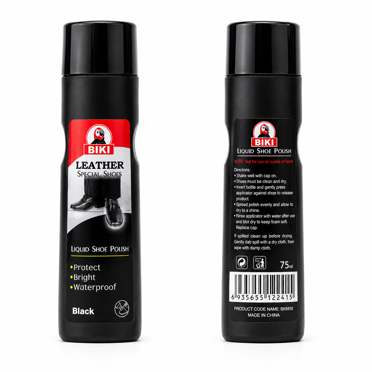 BIKI BLACK Leather Liquid Shoe Polish 75ml –