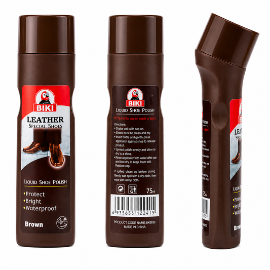 BIKI BROWN Leather Liquid Shoe Polish 75ml