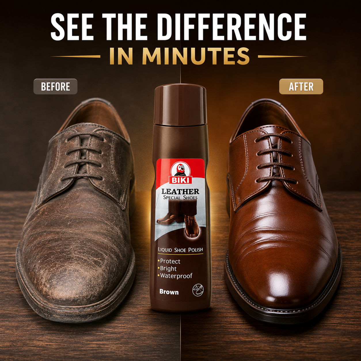 BIKI BROWN Leather Liquid Shoe Polish 75ml