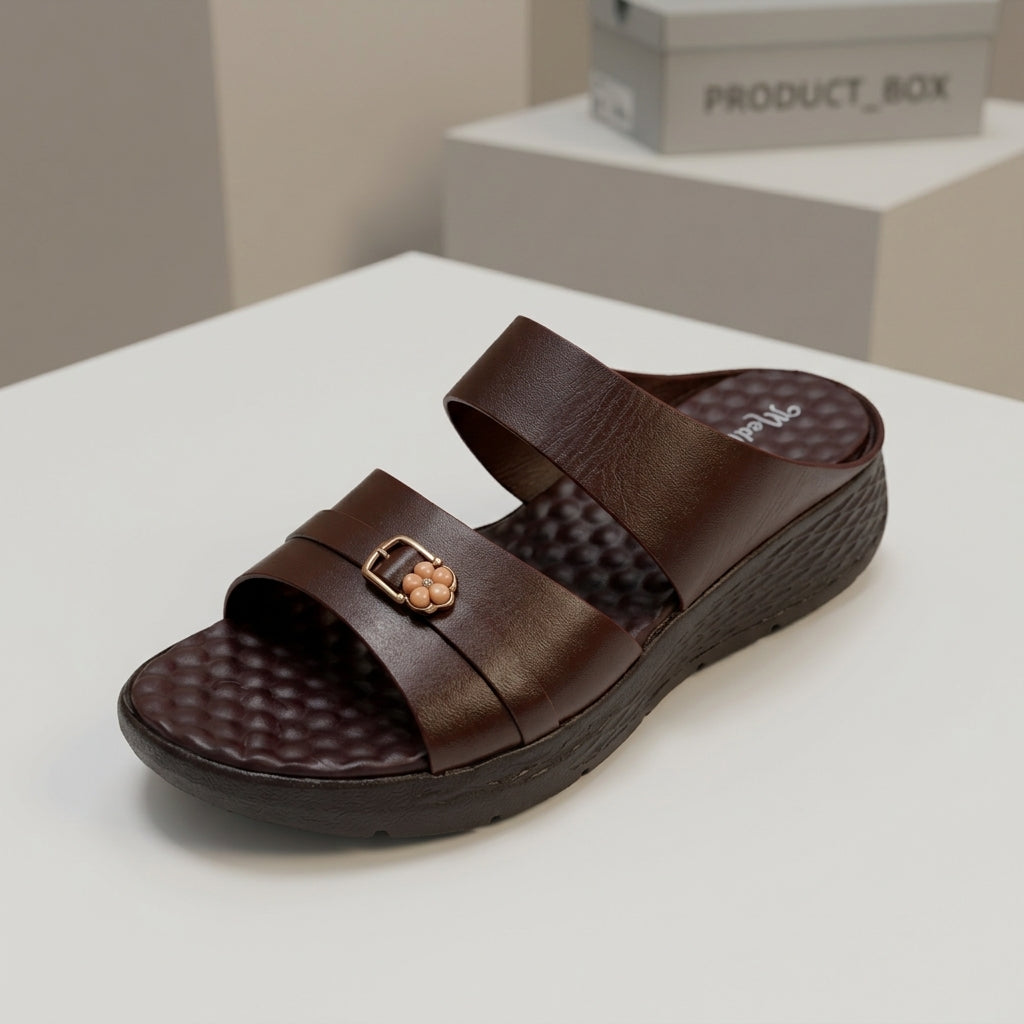 লেডিস হাওয়াই | Chocolate Women’s Lightweight Comfort Leather Shoe - 208
