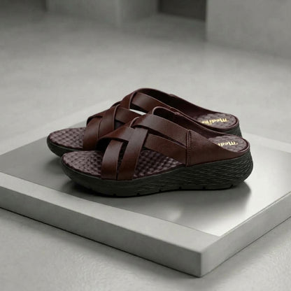 লেডিস হাওয়াই | Cross Chocolate Soft Cushion Lightweight Leather Shoe - 209