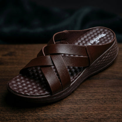 লেডিস হাওয়াই | Cross Chocolate Soft Cushion Lightweight Leather Shoe - 209