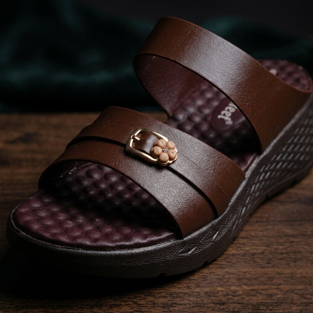 লেডিস হাওয়াই | Chocolate Women’s Lightweight Comfort Leather Shoe - 208