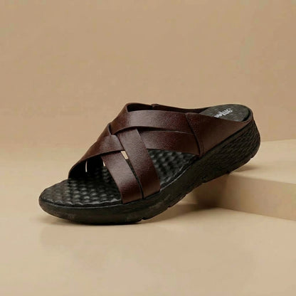 লেডিস হাওয়াই | Cross Chocolate Soft Cushion Lightweight Leather Shoe - 209