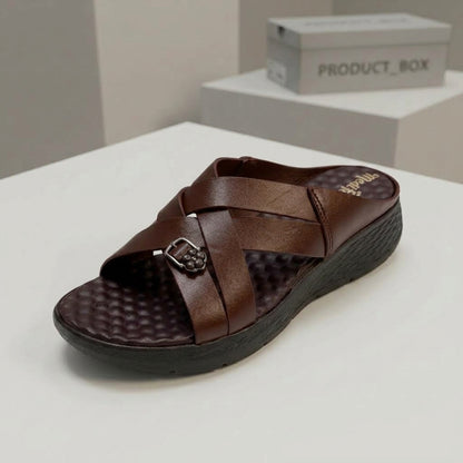 লেডিস হাওয়াই | Cross Chocolate Soft Cushion Lightweight Leather Shoe - 209